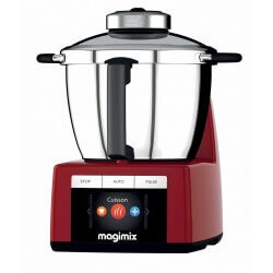 Robot cuiseur Magimix Cook expert. Couleur rouge. Vue de profil.