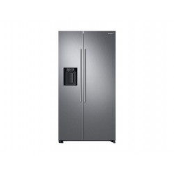 Réfrigérateur Samsung gris. Double portes, vue de face.
