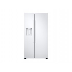 Réfrigérateur Samsung blanc. Double portes, vue de face.