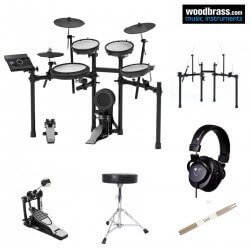 Pack batterie électronique ROLAND. Caisses, cymbales et leur support. Tabouret, baguettes et pad de configuration